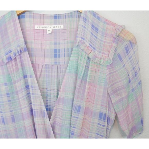 Veronica Beard Womens Dakota Plaid Silk Mini Dress, size 6 - Picture 3 of 16